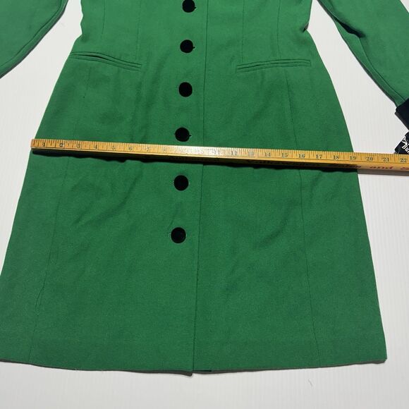 Kasper ASL Vintage Green Blazer Coat Dress Size 8 Velour Collar & Cuffs NWT - Picture 13 of 15